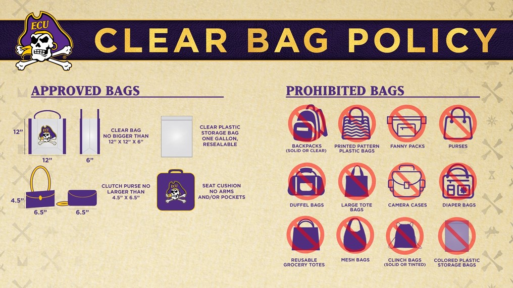 Clear Bag Policy For Dowdy-Ficklen | The ECU Parent and Family Portal